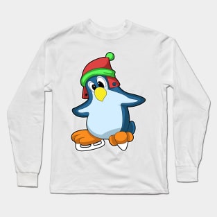 Penguin at Ice skating with Ice skates Long Sleeve T-Shirt